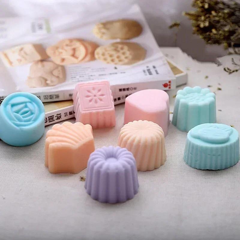 8-grid Flower Shell Geometric Pattern Silicone Mold Creative DIY Chocolate Candy Molds Kitchen Baking Cake Decor Candle Mould