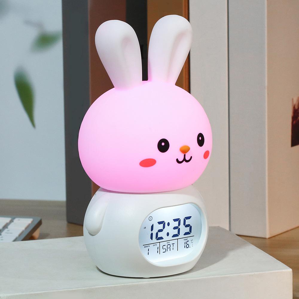 Rechargeable Jade Rabbit Music Alarm Clock and Night Light for Kids