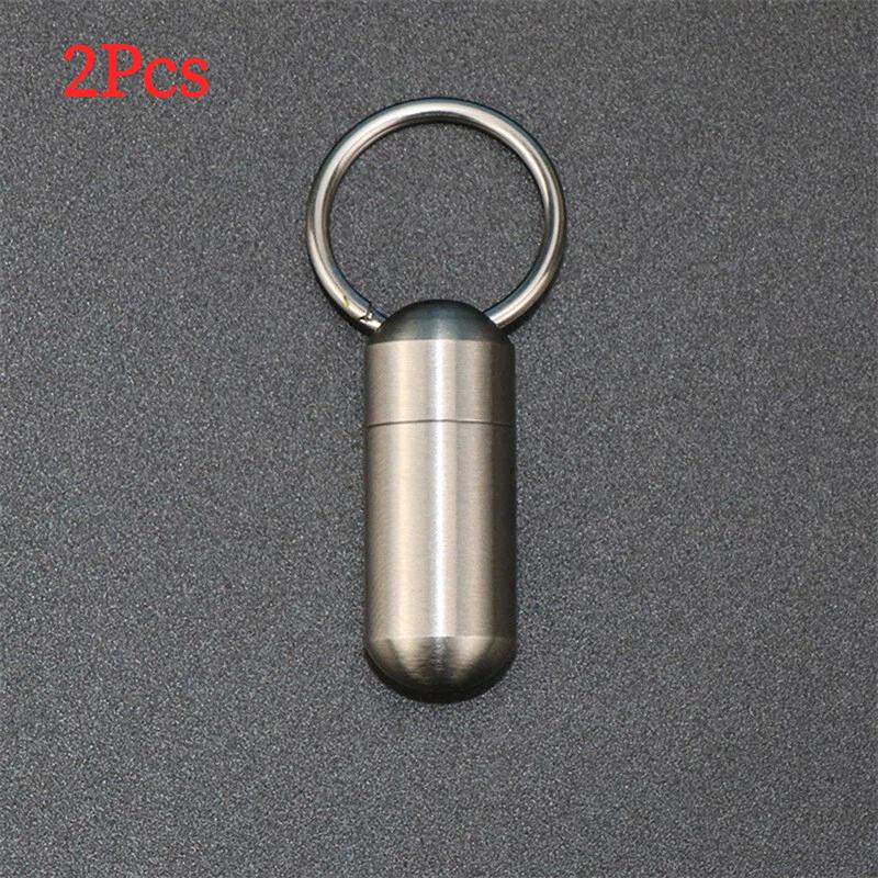 1/2pcs Mini Waterproof Stainless Steel Sealing Bottle Outdoor EDC Survival Pill Box Container Casule Pill Bottle Tank Case