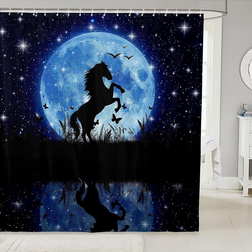 Unicorn Shower Curtain,Purple Galaxy Shower Curtains,Fantasy Starry Sky Pattern Bath Curtain for Bathroom Showers Girls Bathtub