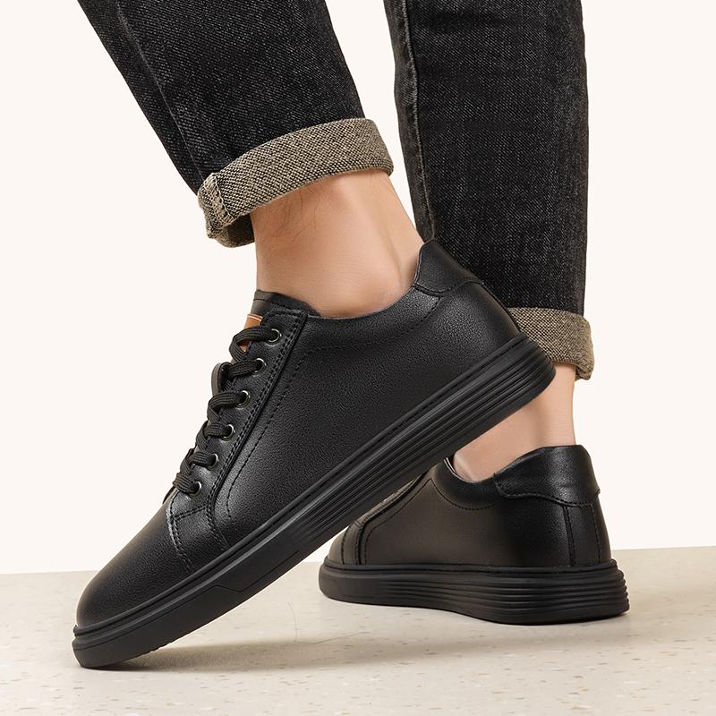 Fashion Lightweight Skate Shoes Lace-Up Men Flats Classic Sneakers New Genuine Leather Casual Shoes Men All-match Outdoor Walking Shoes