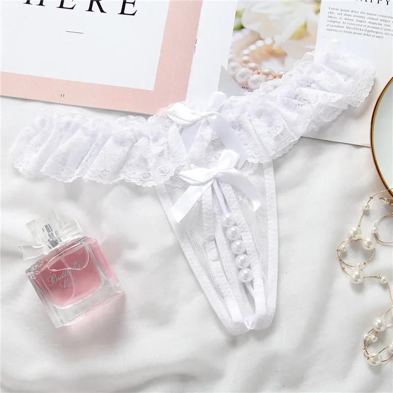 Sexy Lace Thong Women Butterfly Low Waist Panties G Strings Transparent Mesh Briefs Adjustable Waist Panties Culotte Femme