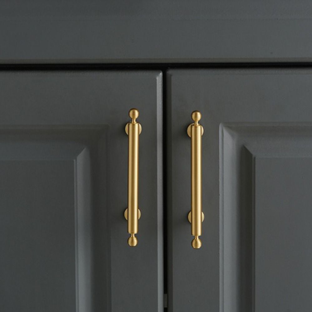 Solid Brass Furniture Handles Brushed Antique Brass Single-Hole Mounting Drawer Knobs Antique Bronze Finish Long Handle Design