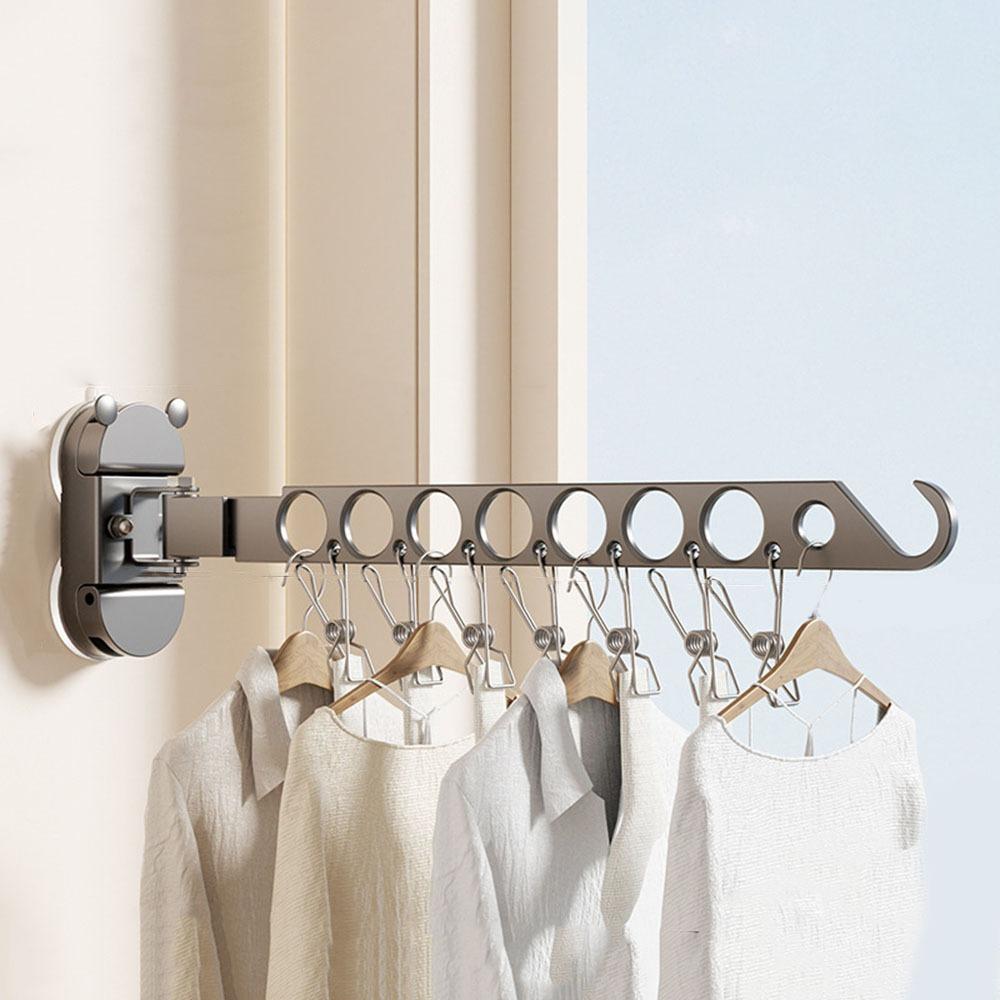 Wall Mounted Folding Drying Rack Space Aluminum Clothing Organizer  Bathroom