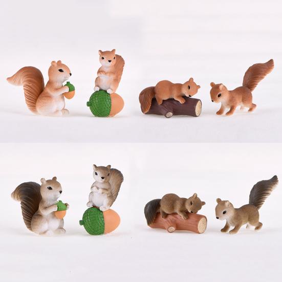 4Pcs Mini Squirrel Animal Figurine DIY Miniature Fairy Garden Bonsai Ornament