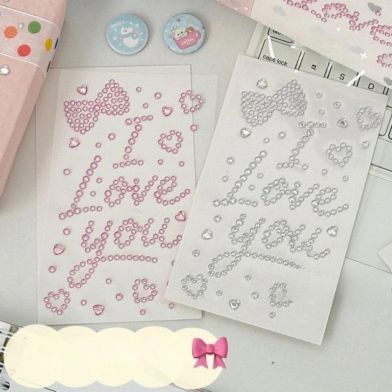 Happy Birthday I LOVE YOU Rhinestone Stickers Diamond Gems Decals for Gift DIY Decoration Sticker for Journal Scrapbook Wrapping
