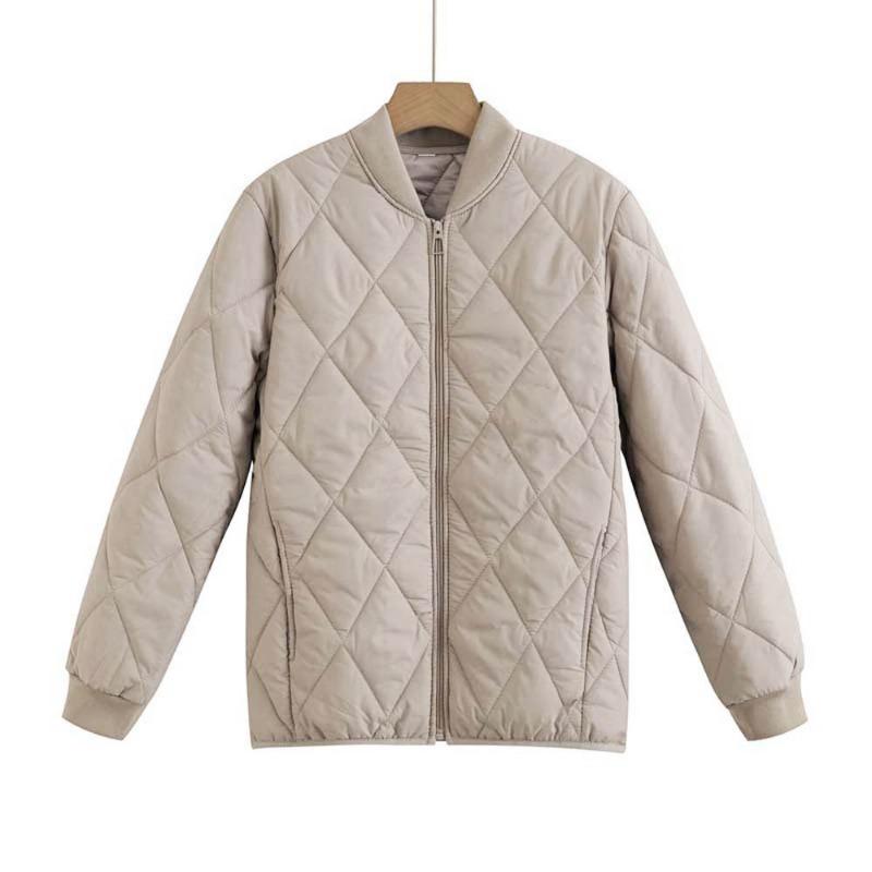 New Down Cotton-padded Jacket Women's Short Baseball Jersey Autumn and Winter New Small Light Thin Cotton-padded Jacket Women's Classic Diamond