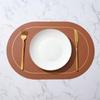 Leather placemat oval waterproof and oil-proof western table mat creative household thermal insulation mat