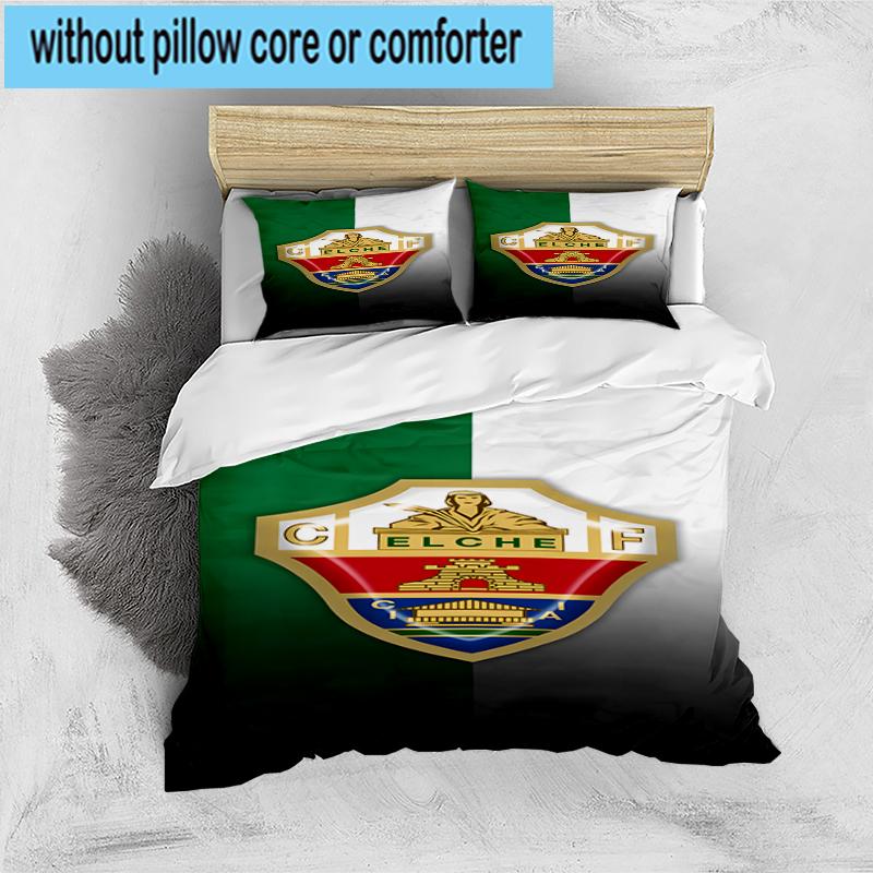 3PCS Football Elche Crest Design Bedding Set,Including 1pc Duvet Cover And 2pcs Pillowcases Perfect for Bedroom, Dormitory, Fan Christmas gift