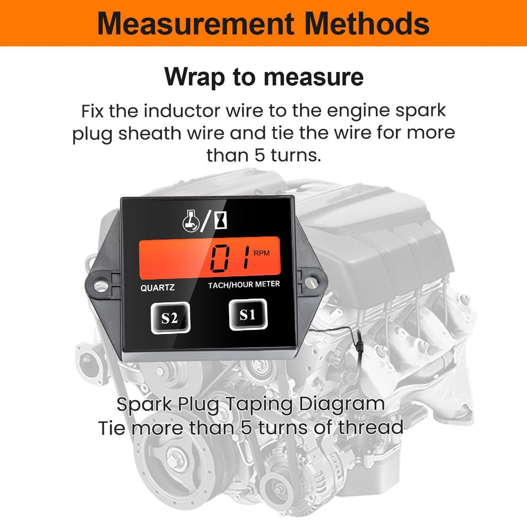 Digital Tachometer ZSB 02 Backlit LCD Engine RPM Meter for Small Engines