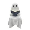 Halloween Resin Cute Ghost Statue Ghost Reading Book Outdoor Statue Miniature Figurine for Tabletop Halloween Decor Ghost Decor
