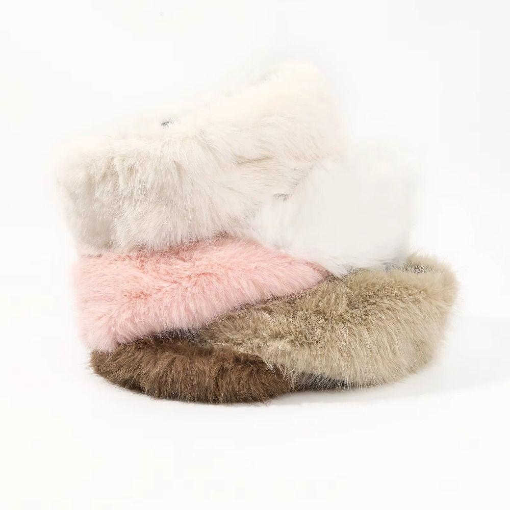 Soft Plush Faux Fur Headband Solid Color Fluffy Elastic Hair Bands Lady Warm Empty Hat  Skiing