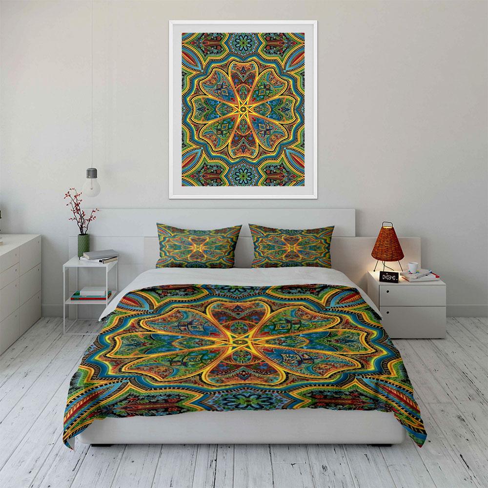 Colorful mandala-inspired patterns. Bedding sets Duvet cover sets Duvet covers Pillowcases(1 * Duvet Cover 2 * Pillowcases without duvet insert)