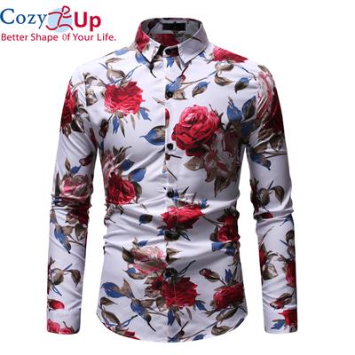 Hemd Männer Neue Mode Persönlichkeit Druck Langarm Shirts Herren Casual Plus Größe Blume Strand Hawaiian Shirt