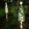 Solar Powered Christmas Tree Lights Outdoor Waterproof LED Lawn Lights with Star Topper Colorful Holiday Garden Decoration for Yard Patio
