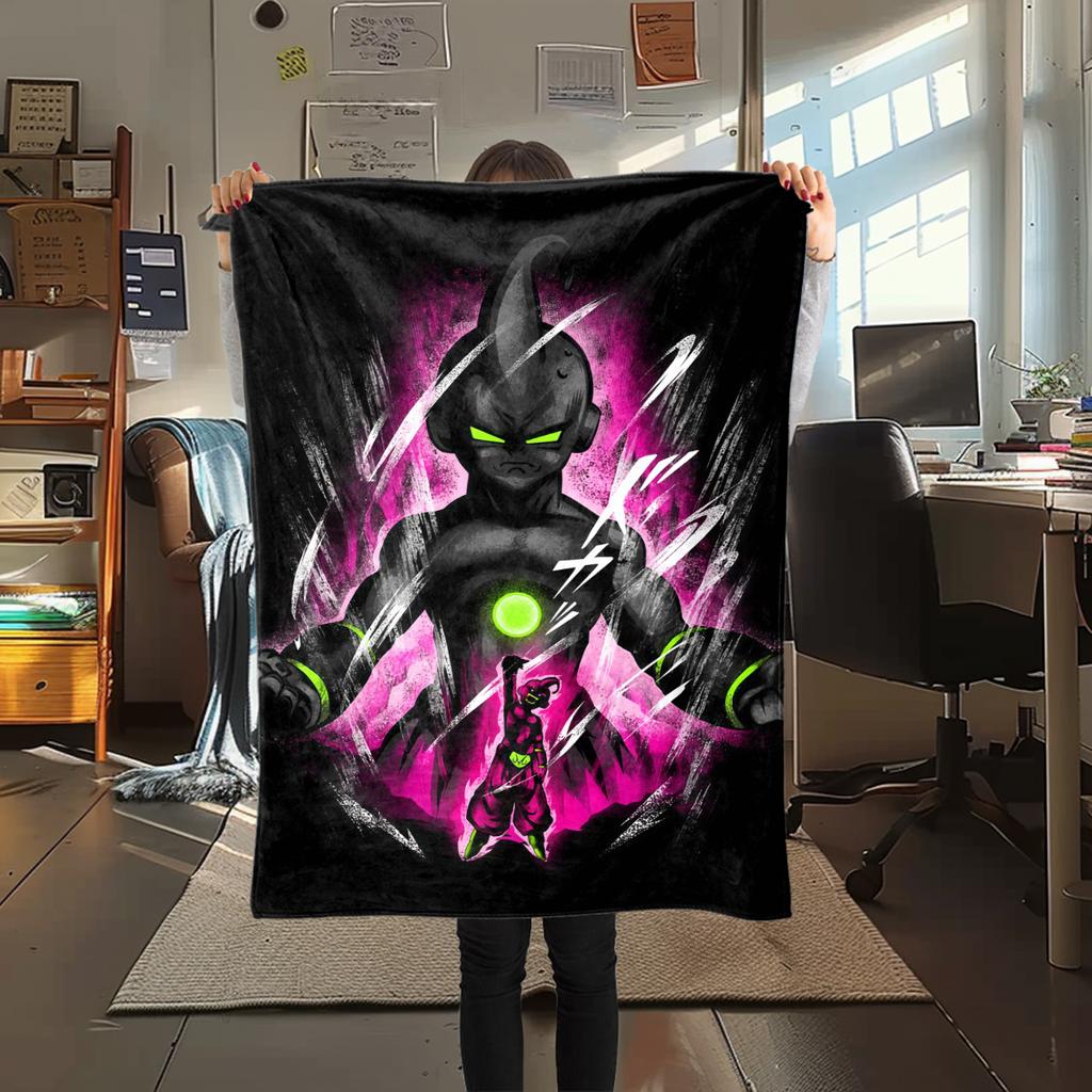 1PC Majin Buu Print Flannel Blanket, High quality All Seasons, Home Decor, Warmth and Comfort, Perfect for Christmas Gifts