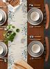 Spring Blue Flower Linen Table Runner Wedding Decoration Watercolor Floral Plant Kitchen Dining Table Runner Holiday Party Decor