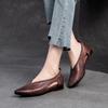 GKTINOO 2024 Autumn New Hollow Breathable Pointed Flat Shoes Retro Genuine Leather Soft Sole Women's Slip-on Shoes