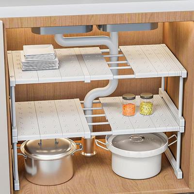 Retractable Kitchen Sink Organizer: Multi-Functional Layered Storage Shelf