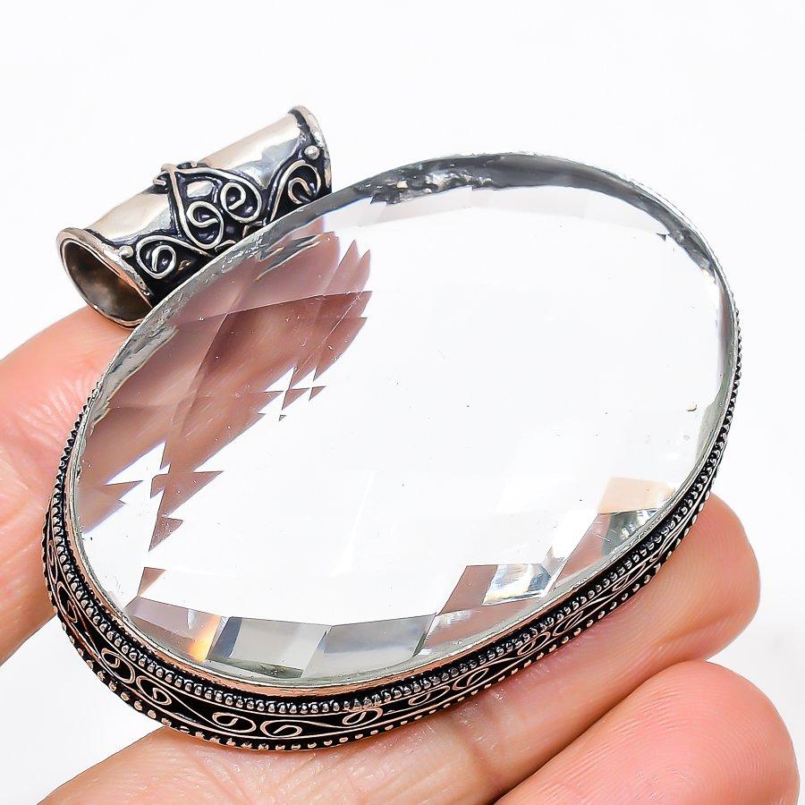 

White Topaz Gemstone Handmade 925 Sterling Silver Jewelry Pendant 1.89 KJ-18