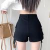 Summer High Waist Elastic Shorts Solid Color All-match Bandage Women's Hotsweet Spliced Korean Straight Shorts