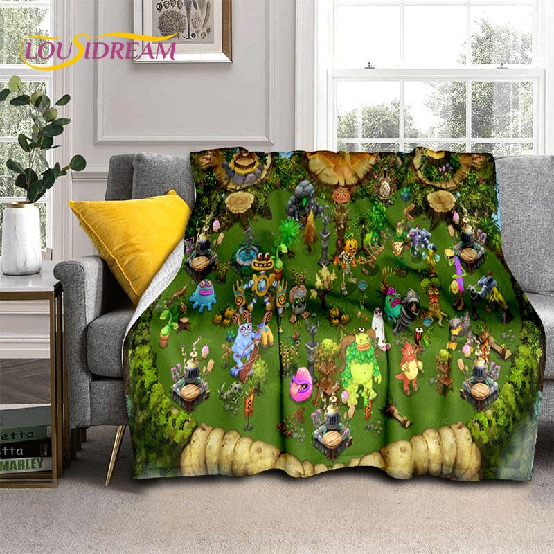 Cartoon Video Music Game My Singing Monsters 3D Blanket,Soft Throw Blanket for Home Bedroom Bed Sofa Picnic Travel Blanket Kids