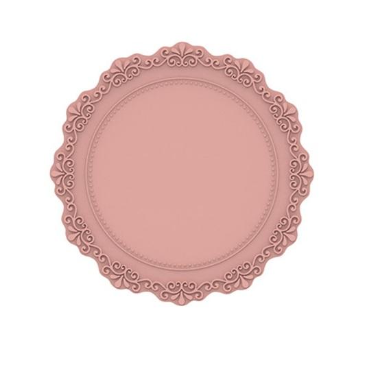 Round Silicone Placemat, 9 Inch European Style Waterproof Non-Slip Table Mat, Heat Resistant Vintage Dish Mat for Dining Table, Kitchen Counter