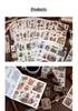 Retro Scenery Die-cut Sticker Book: Washi Paper with Houses, Forests & Coffee Themes