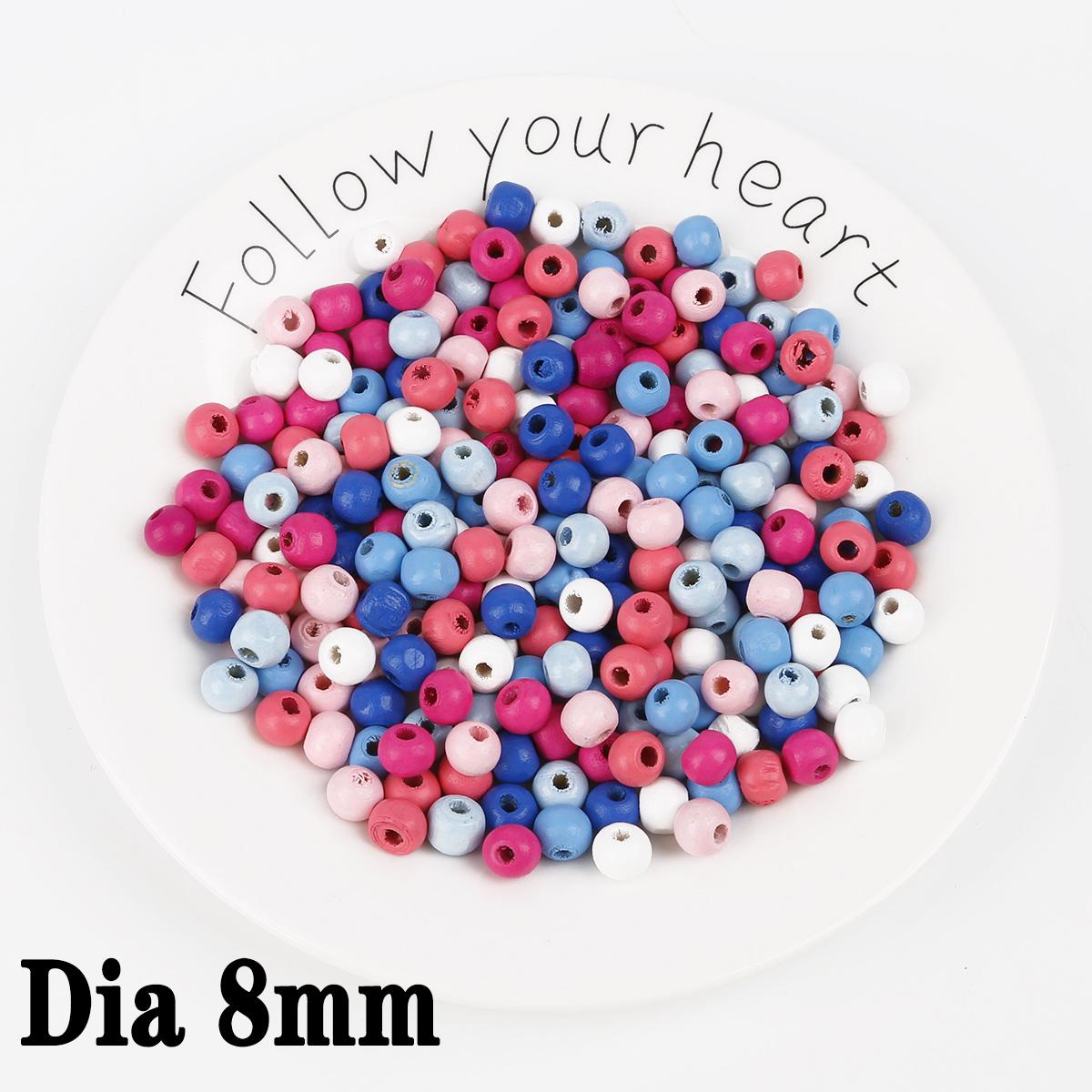 

6/8/10/12/14 мм DIY Гарячі круглі намистини Дерев’яні намистини Розсипні намистини для виготовлення ювелірних виробів Браслет Намисто Аксесуари 8mm 300pcs різнокольоровий