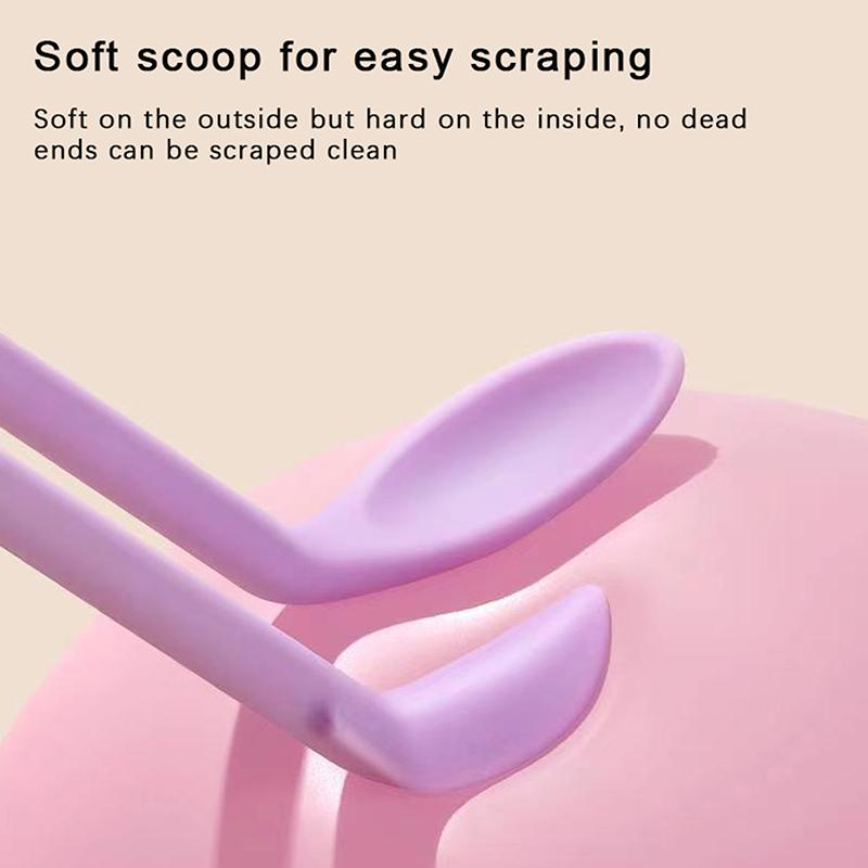Set 2 in 1 Raschietto Cucchiaio in Silicone Fondotinta Liquido Cosmetico Crema Viso Cucchiaio Raschiatura Viso Mini Doppia Testa Strumenti per la Cura della Pelle