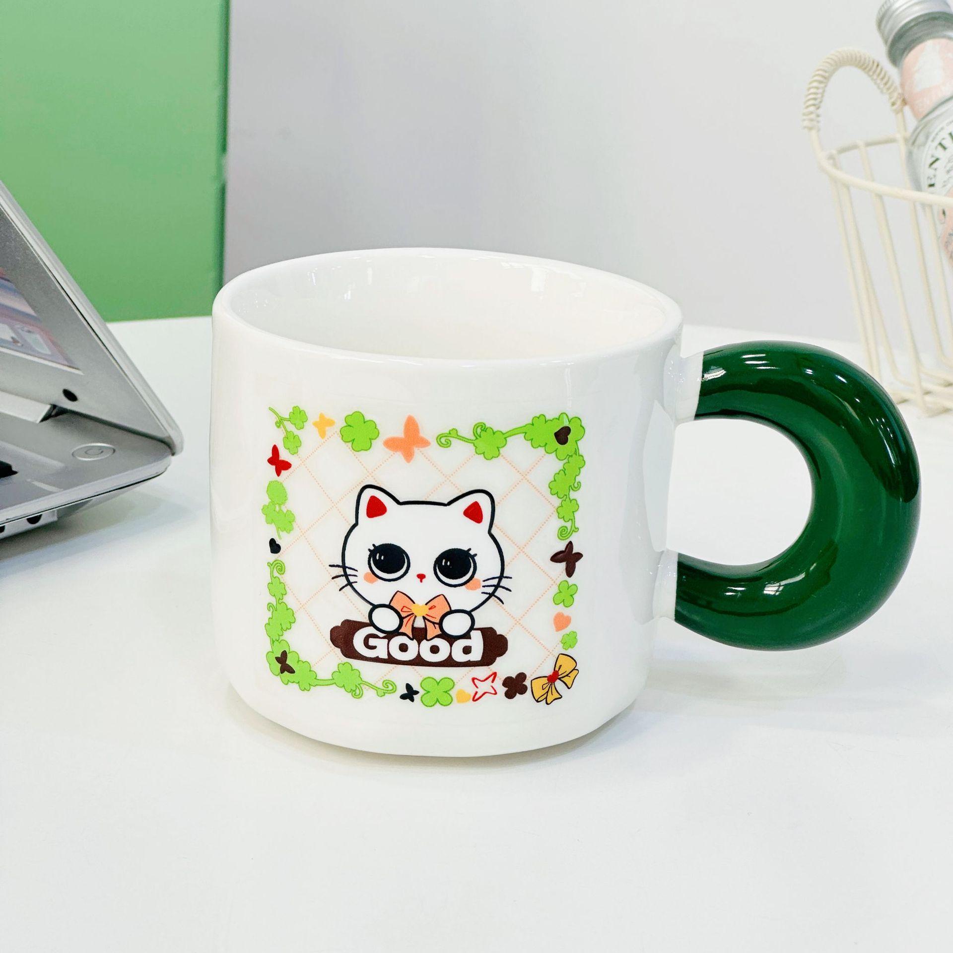 

Открывающий Подарок Мультяшный Стиль Котенок с Крышкой Ложкой Подарочная Коробка Сувенир Керамическая Чашка Кружка Очаровательный Набор Кружек Прочный Прочный 450ML