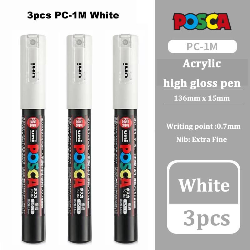 Posca Weißer Marker Pinsel, Permanent Wasserfest Ausbleichsicher Hochglänzend Markierstifte - Felsmalerei/Stofffarbe/Schuh Graffiti/Postergestaltung