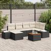 VidaXL 7-Piece Garden Sofa Set with Cushions Black Poly Rattan Acacia 3356647
