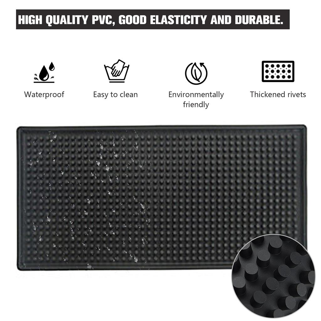PVC Bar Mat Thick Durable Stylish Black Bar Spill Mat Non Slip Non-Toxic Service Mat for Coffee Bars Wear-resistant Waterproof