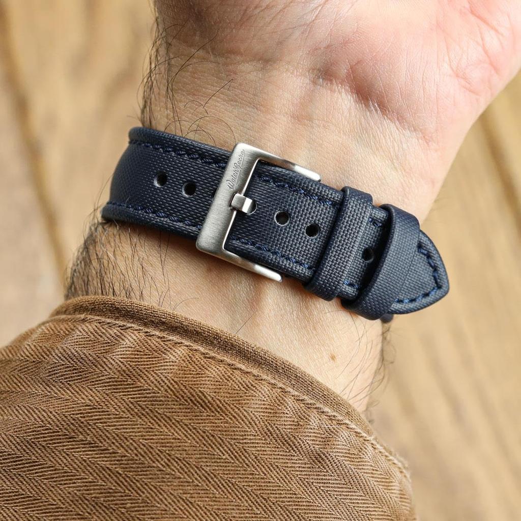 WatchGecko Atlas Sailcloth Waterproof Watch Strap Stainless Steel Buckle Durable and Comfortable Blue - - - 22mm,