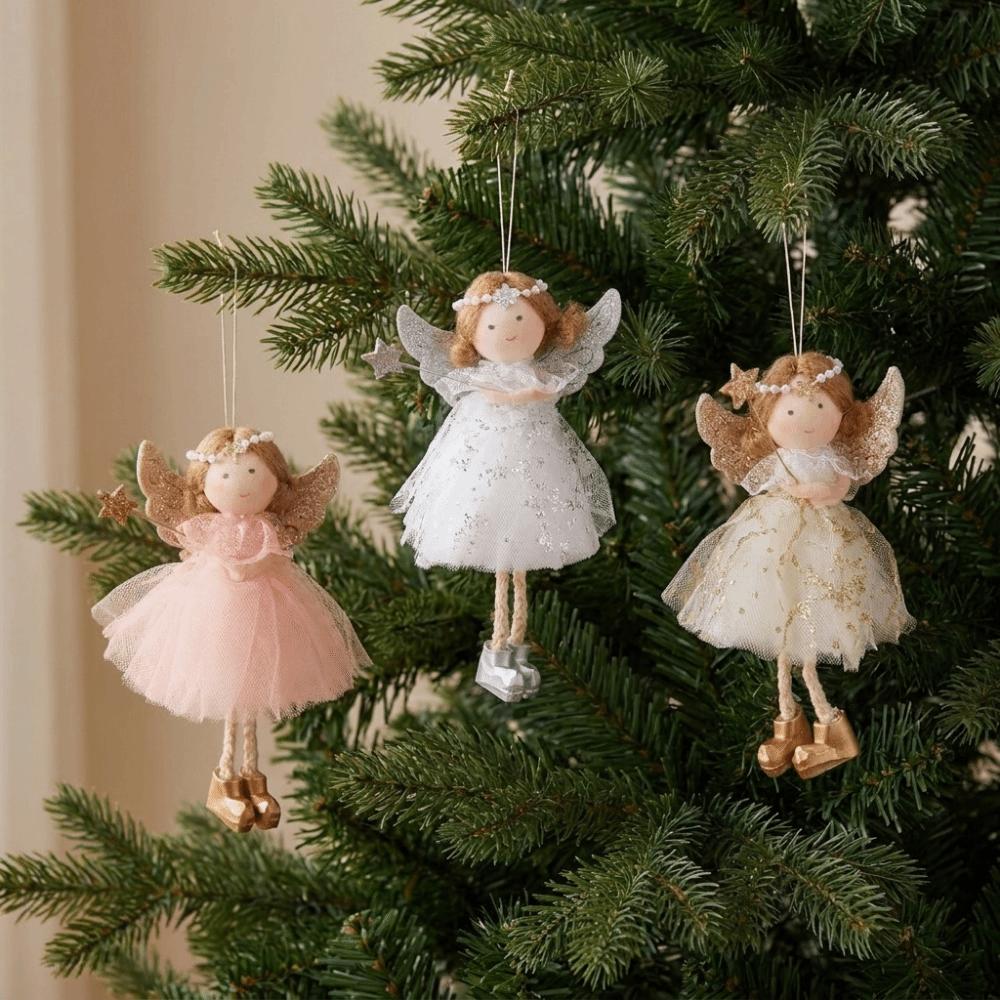 Fabric Xmas Tree Angel Pendant Tulle Skirt Christmas Tree Decor Home Decor