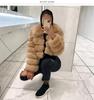 Cappotto da donna in finta pelliccia di volpe europea, Patchwork, Manica lunga