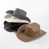Autumn And Winter New Fashion Belt Buckle Decorative Wool Woolen Edge Wide Brim Jazz Hat Outdoor Warm Concave Top Hat