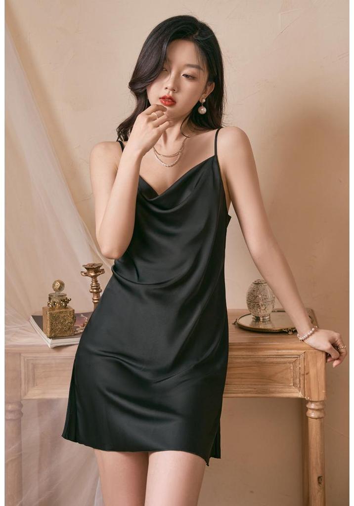 Luxury Fairy-Style Camisole Nightgown: Pure Desire, Swing Neckline, Ice Silk, Sexy & Playful Pajamas for Spring/Summer