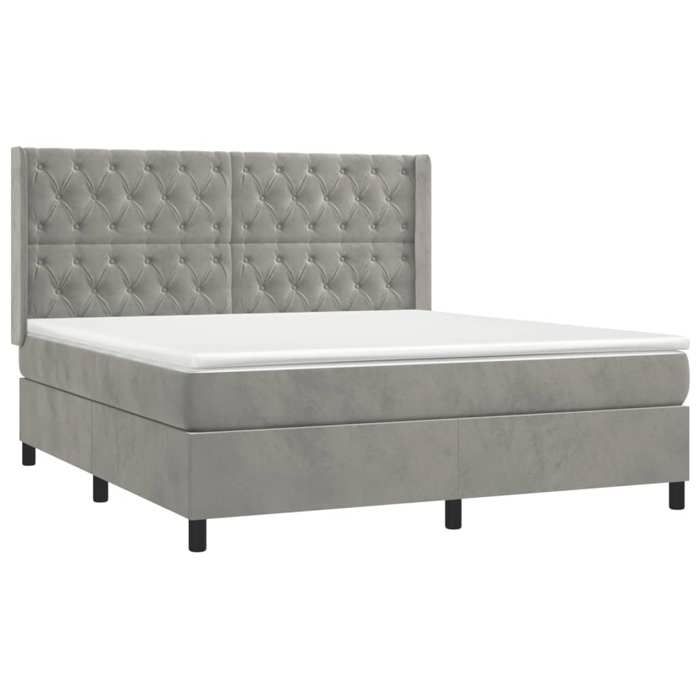 Maison Exclusive - Sommier à lattes de lit et matelas Gris clair 160x200cm Velours
