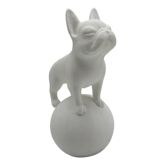 Standing on Ball Bulldog Figurine 3D Printed Black White Dog Statue Sculpture Home Office Desktop Decoration Ornament