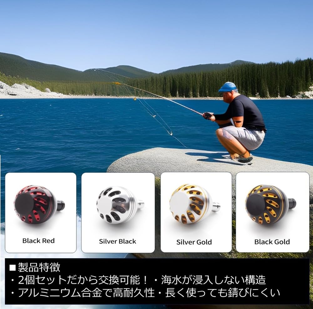 APAGAI of Power Round Knob Reel Handles for Spinning Universal Shimano and Daiwa 38mm Reel Knobs with Spacers and Custom Grips for Beginners Silver