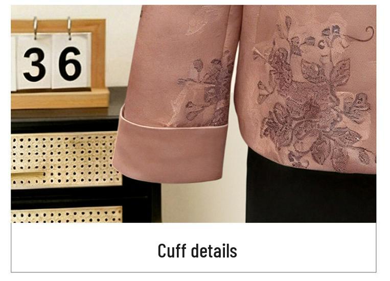 2026 Spring Women's Embroidered Jacket: New Chinese Style, Round Neck, Pearl Button, Short Stylish Top for Mother's Day