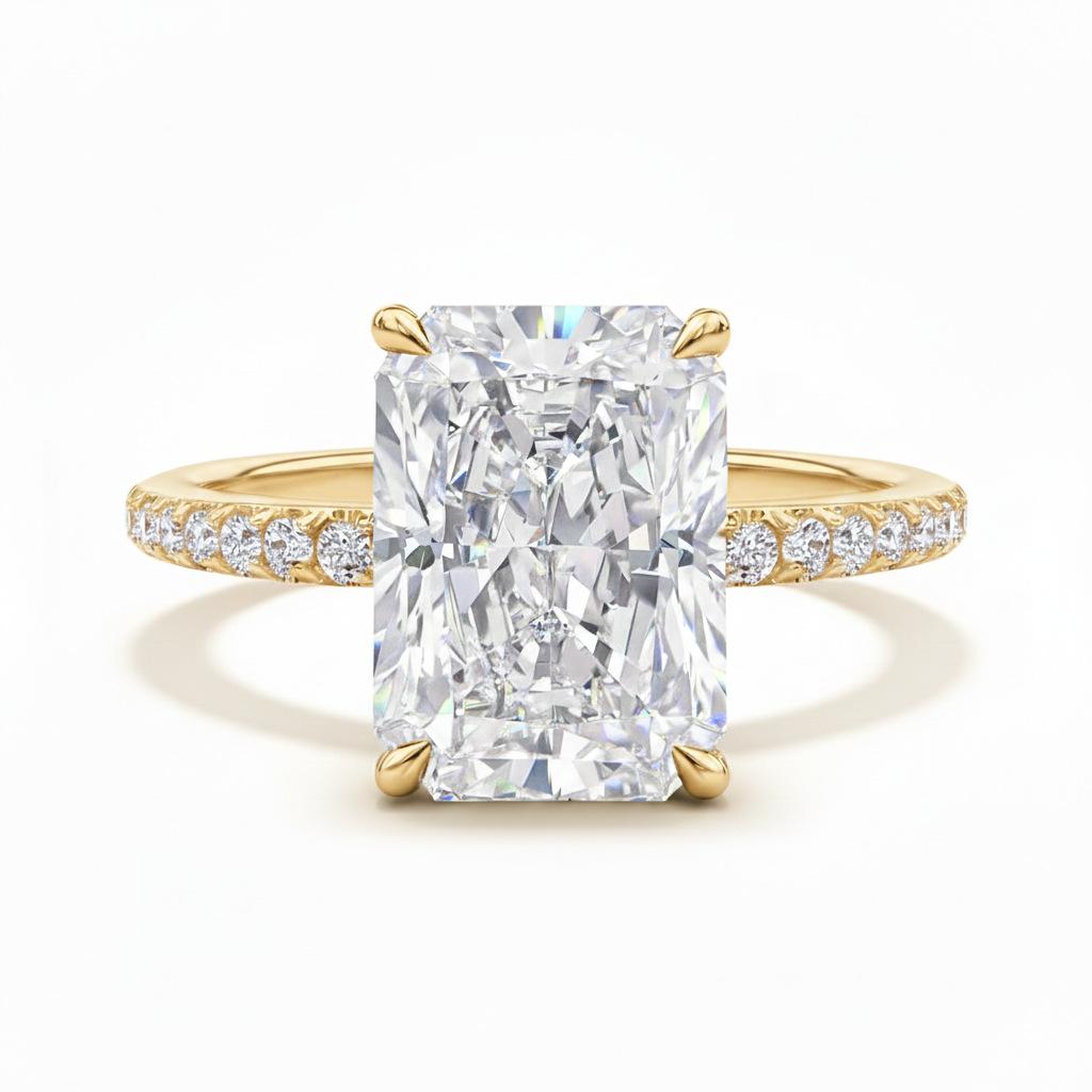 

2026 European and American Fashion Ice Flower Cut Inlaid Zircon Ring Plated High Carbon Diamond Pair Ring Wedding Ring no. 5