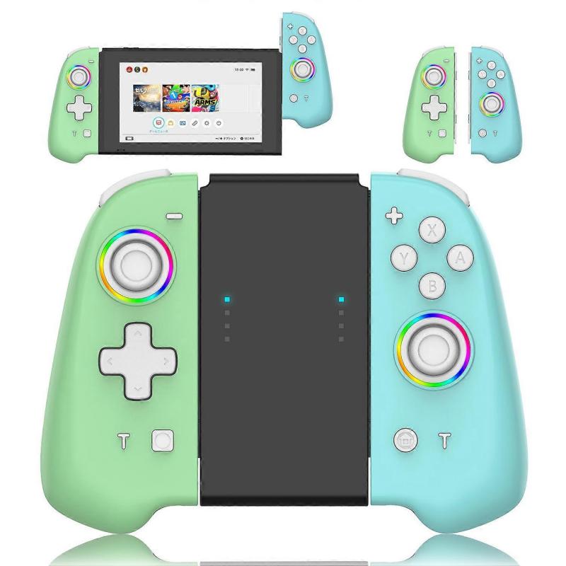 Wireless Joypad Controller L/R For Nintendo Switch / OLED Lite Automatic Wake-up Gamepad Joysticks Con Crossing Six-axis(Green)