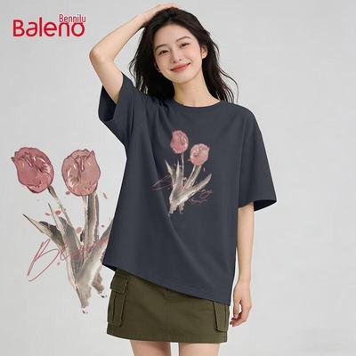 Baleno Women's Pure Cotton Loose-Fit Short Sleeve T-Shirt