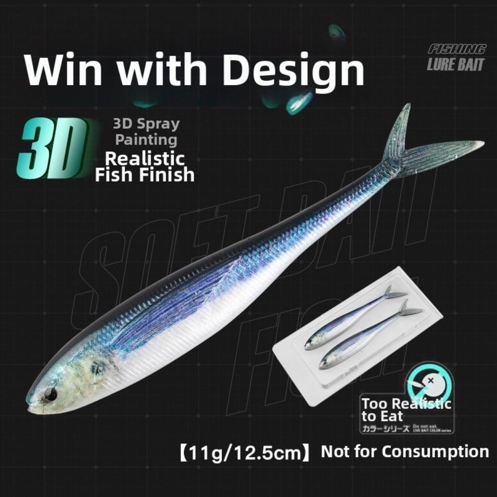 3D Design Soft Fishing Lure 11g Weight Scissor Tail Bait Live Painting Fishing Lure Sea Fishing