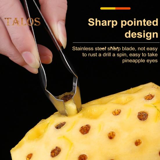 2Pcs Pineapple Eye Remover Stainless Steel Cutter Strawberry Stem Remover Ergonomic Design Rust-Resistant Tool for Kitchen Cafe Bakery