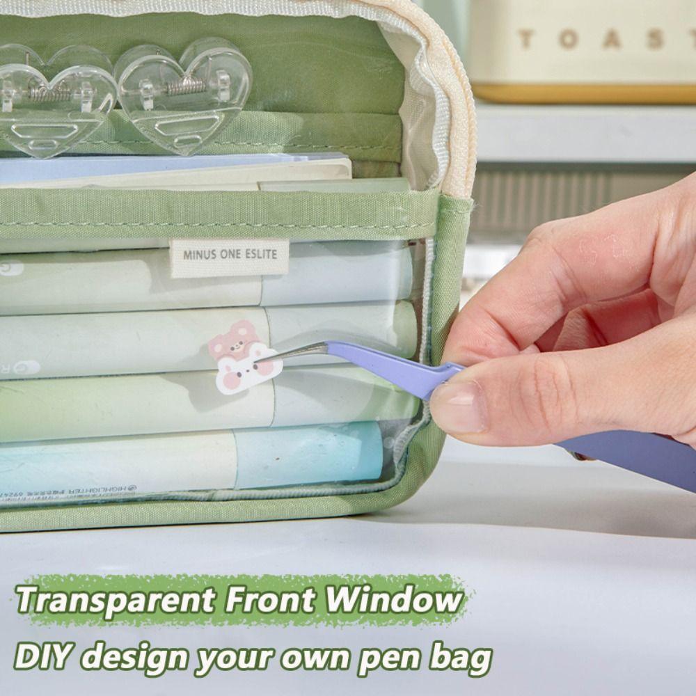 Transparent Pen Bag PVC Stationery Bag Multifunctional Pencil Case  Gift