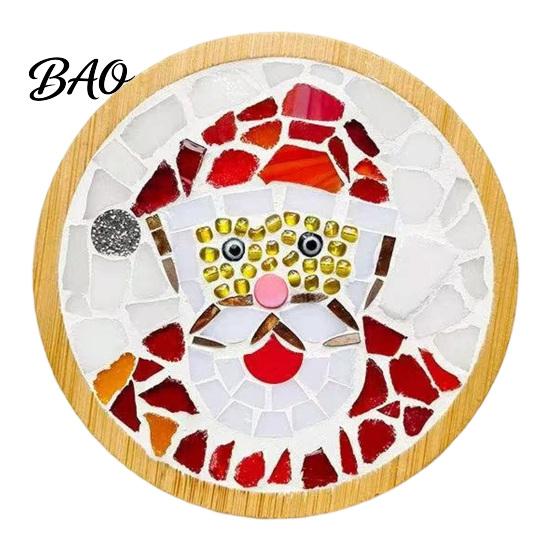 Dekoratives Untersetzer-Herstellungsset Weihnachten Mosaik DIY-Set, Festliches Kunst-Nikolaus-Kranz-Thema Starter-Set Schneemann-Muster, Fliesen-Basteln für Erwachsene, Handgemacht